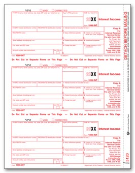 TF5120  1099 Interest Income Federal Copy A Laser Form