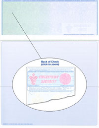 901_R-361 Blank Laser Top Check Stock - Green-Blue Prismatic Fingerprint Security Laser Checks