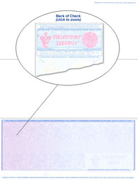 905_R-199 Blank Laser Bottom Check Stock - Burgundy-Blue Prismatic Fingerprint Security EQUAL Size Laser Check and Vouchers