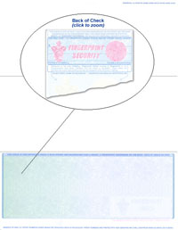 905_R-361 Blank Laser Bottom Check Stock - Green-Blue Prismatic Fingerprint Security EQUAL Size Laser Check and Vouchers