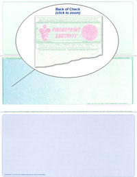 909_356-R Blank Laser Middle Check Stock - Blue-Green Prismatic Fingerprint Security Laser Checks