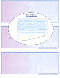913_R-199 Blank 3 Per Page Laser Check Stock - Red-Blue Prismatic Fingerprint Security EQUAL Size Laser Checks