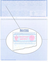 915_R Blank Laser Top Check Stock - Blue Fingerprint Laser Check with 3-1/2 and 4 Bottom Vouchers Laser Checks