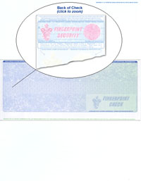 917_R-361 Blank Laser Middle Check Stock - Blue-Green Prismatic Fingerprint Security EQUAL Size Laser Check and Vouchers