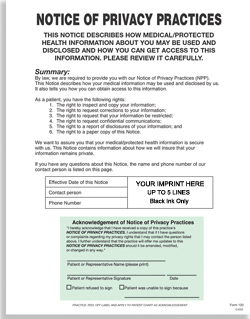 WHIP120I  HIPAA Notice Of Privacy Practices - With Your Imprint