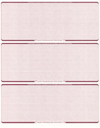 WLSTK4LNBY Blank Laser 3 On-A-Page Check Stock - Burgundy Linen Laser Checks