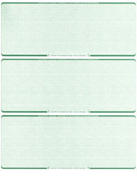WLSTK4LNGN Blank Laser 3 On-A-Page Check Stock - Green Linen Laser Checks