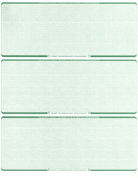 WLSTK4LNGN Blank Laser 3 On-A-Page Check Stock - Green Linen Laser Checks