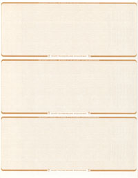 WLSTK4LNTN Blank Laser 3 On-A-Page Check Stock - Tan Linen Laser Checks