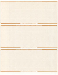 WLSTK4LNTN Blank Laser 3 On-A-Page Check Stock - Tan Linen Laser Checks