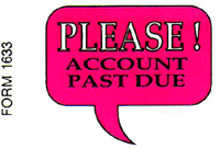 DF1633 "Please! Account Past Due" Collection Sticker Label