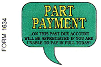 DF1634 "Part Payment Will Be Appreciated" Collection Sticker Label