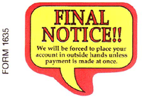 DF1635 "Final Notice" Collection Sticker Label