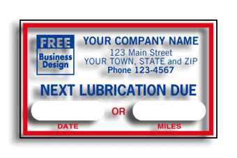 DF1690B Static Cling Windshield Label, "NEXT LUBRICATION DUE"