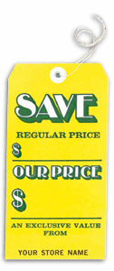 DF176 Pre-strung Price Tags - Large Pre-Strung "Save" Price Tag