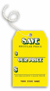 DF192 Pre-strung Price Tags - Small Pre-Strung "Save" Price Tag