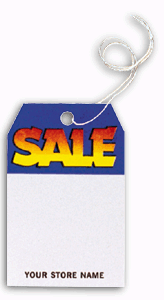 DF198 Pre-strung Price Tags - Small Pre-Strung "Sale" Price Tag