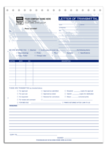 DF240T Letter of Transmittal - Detached Carbonless