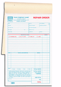 DF2545 Garage Repair Order Book