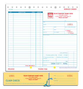 DF311 Service Order with Claim Check & ID Tag - Detached Carbons