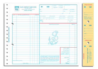 DF319 Marine Service Order with ID Tags and Numbered Claim Ticket- With Carbons