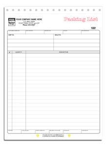 Snap-A-Part DF5060 Packing List - Carbonless