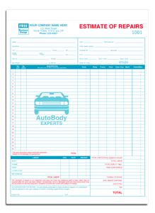 DF5537 Auto Body Estimate of Repairs - Detached Carbonless