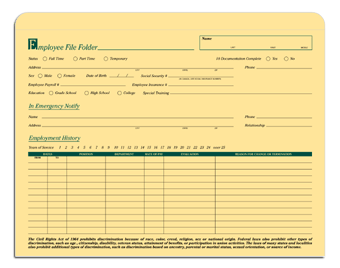 DF5863 Employee File Folder - Standard