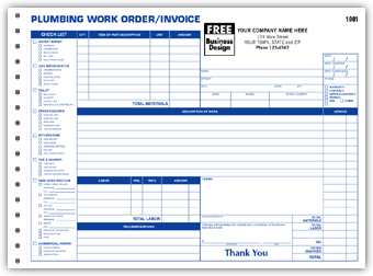 DF6535 Plumbing Work Order/InvoiceForm - Carbonless, Snap-A-Part