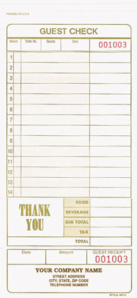 4912 Guest Checks, Snap-A-Part - Carbonless