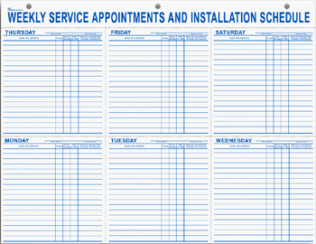 9927 Weekly Service Appointment Schedule Pad