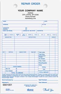 ARO282 Auto Repair Order Register Form - Carbonless