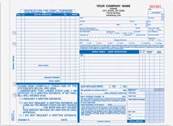 AROCC646 Auto Repair Order - Carbonless, Snap-A-Part
