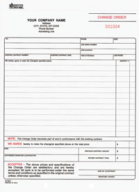 CO696 Change Order Form - Carbonless, Snap-A-Part