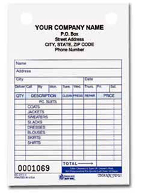 DC243 Dry Cleaners - Laundry Register Form - Carbonless