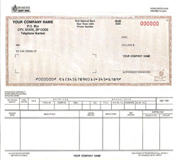DCCC473 Dual Purpose Combination Security Voucher Check - Carbonless, Snap-A-Part