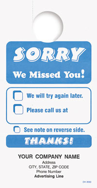 DH3093 Door Hanger - "Sorry We Missed You"