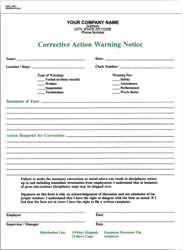 HRCC365 Corrective Action Warning Notice