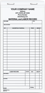 MLR113 Material and Labor Record - Carbonless