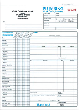 PLBCC665 Plumbing Work Order/InvoiceForm - Carbonless, Snap-A-Part