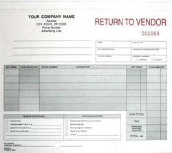 RV643 Return to Vendor Form, Snap-A-Part - Carbonless