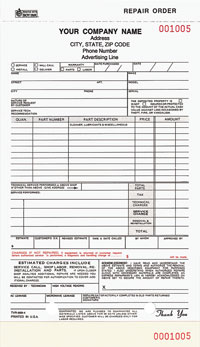 TVRCC569 Repair Estimate Order - Carbonless, Snap-A-Part