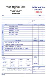 WOCC850 Locksmith Work Order Invoice - Detached Carbonless