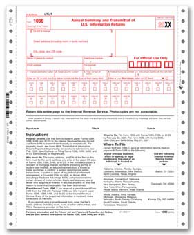 TF1096  1096 Transmittal Continuous TaxForm