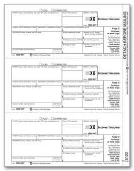 TF5122  1099 Interest Income Payer/State Copy C Laser Form