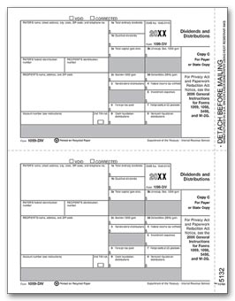 TF5132  1099  Income Dividends and Distributions Payer/State Copy C 3-UP Laser Form