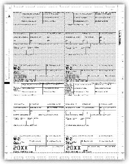 TF5220  W-2  4-Up Laser Pressure Seal Tax Forms