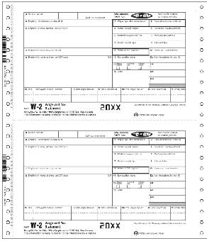 TF7521 W-2 Continuous 4-Part  One Wide Magnetic Media Carbonless Tax Form