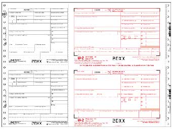 TF8888 W-2 Continuous Two Wide Carbonless Tax Form